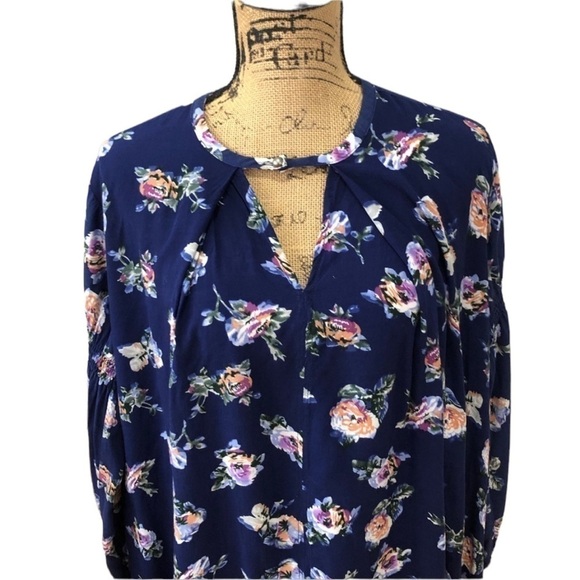 Umgee Navy Floral Boho Swing Dress/Tunic - Picture 4 of 9